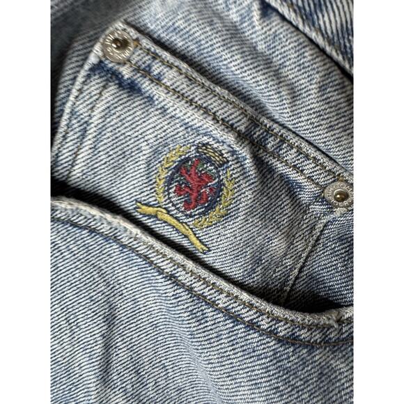 Vintage 90s Tommy Hilfiger Blue Jeans Mens Baggy 36 x 30 Flag Logo Spellout - Picture 2 of 8